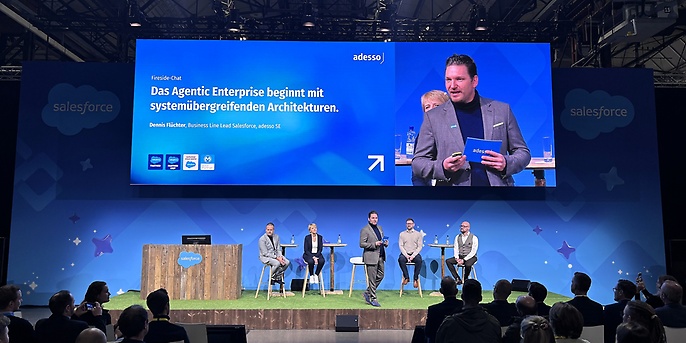 adesso y Salesforce presentaron su iniciativa “Agentic Enterprise Fabrics” en el Agentforce World Tour en Düsseldorf. (Fuente: adesso SE).